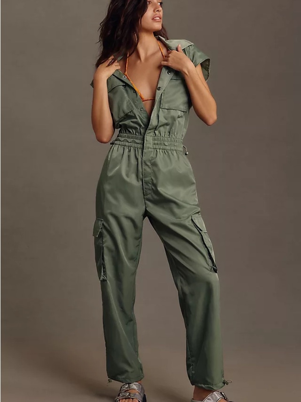 pistola Olive Utility Cargo Jumpsuit
